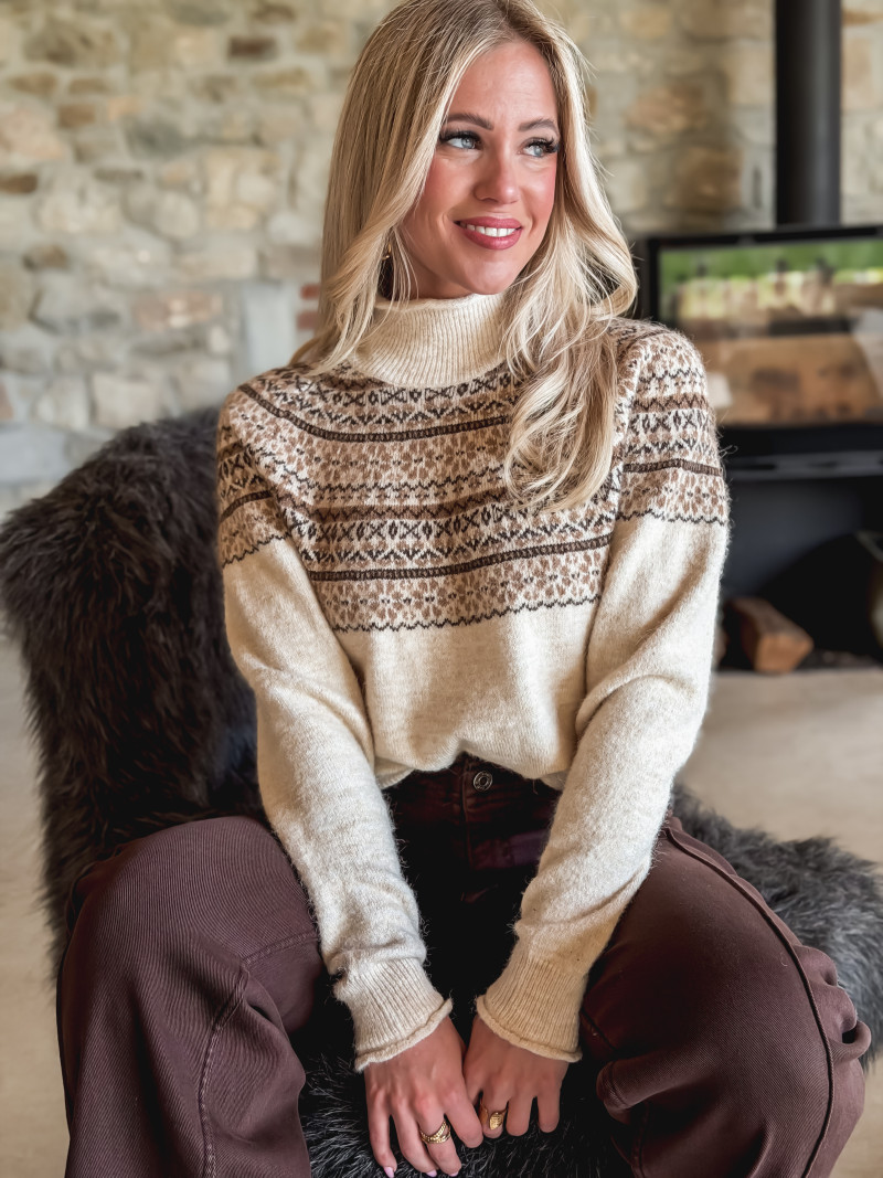Pull à motifs Véronique - Beige