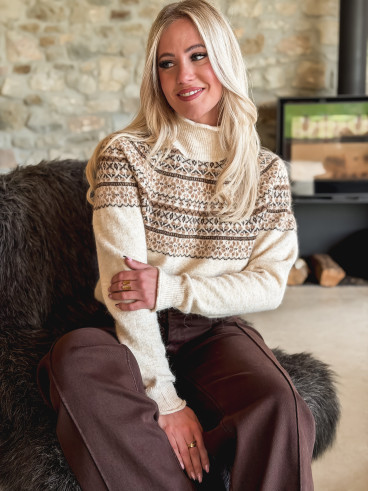 Pull à motifs Véronique - Beige