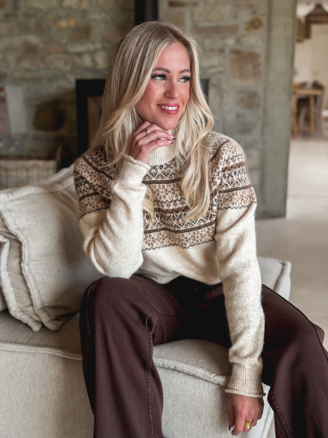 Pull à motifs Véronique - Beige