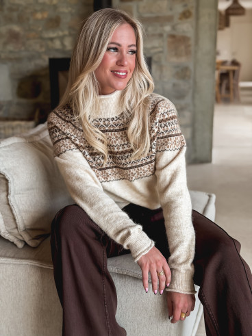 Pull à motifs Véronique - Beige