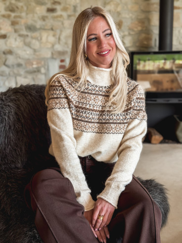 Pull à motifs Véronique - Beige