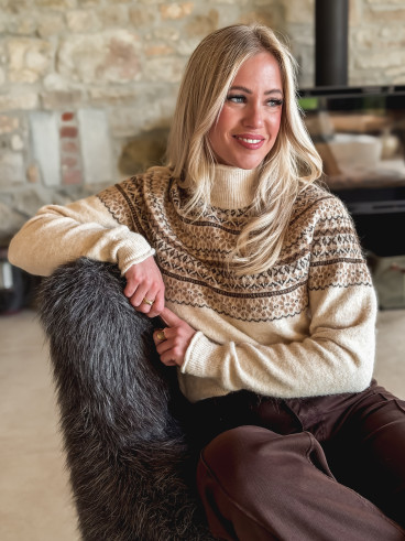 Pull à motifs Véronique - Beige