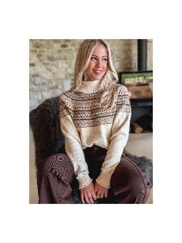 Pull à motifs Véronique - Beige