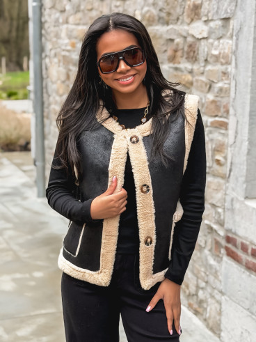 Veste sans manches Suède - Noir Veste sans manches Suède - Noir