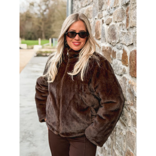 Veste fausse fourrure Crystal - Marron