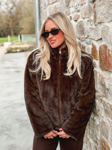 Veste fausse fourrure Crystal - Marron