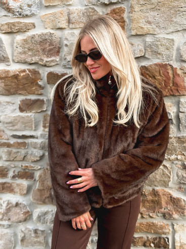 Veste fausse fourrure Crystal - Marron