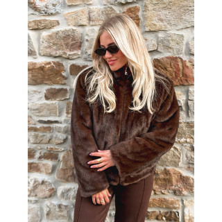 Veste fausse fourrure Crystal - Marron