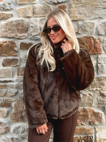 Veste fausse fourrure Crystal - Marron