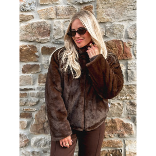 Veste fausse fourrure Crystal - Marron