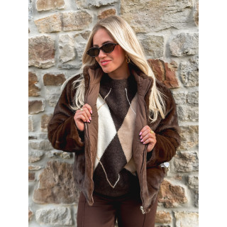 Veste fausse fourrure Crystal - Marron