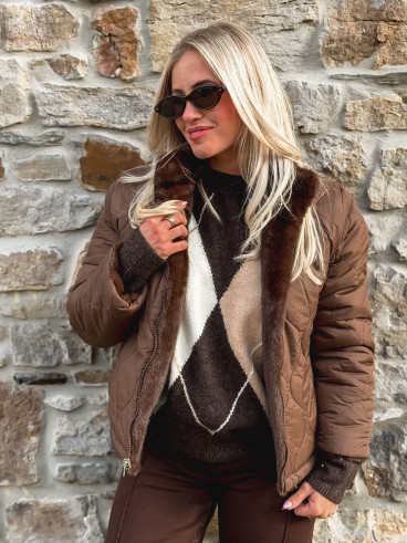 Veste fausse fourrure Crystal - Marron