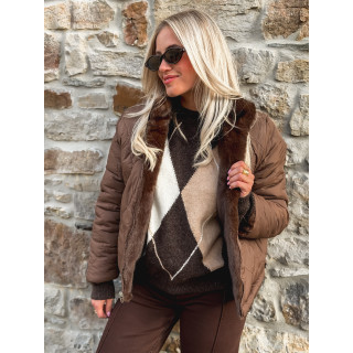 Veste fausse fourrure Crystal - Marron