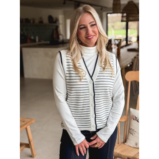 Gilet ligné Daneli - Ecru/Bleu marine