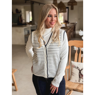 Gilet ligné Daneli - Ecru/Bleu marine