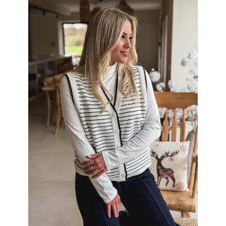 Gilet ligné Daneli - Ecru/Bleu marine