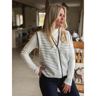 Gilet ligné Daneli - Ecru/Bleu marine