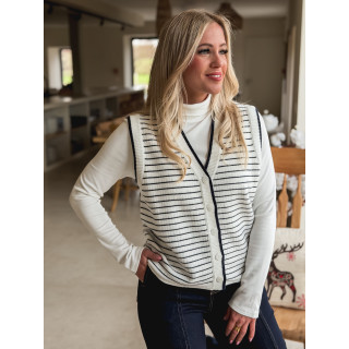 Gilet ligné Daneli - Ecru/Bleu marine
