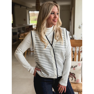 Gilet ligné Daneli - Ecru/Bleu marine