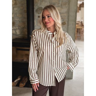 Chemise lignée Daria - Chocolat/Ecru