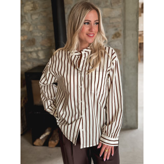 Chemise lignée Daria - Chocolat/Ecru