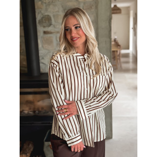 Chemise lignée Daria - Chocolat/Ecru