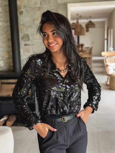 Body à sequins Maëlie - Noir