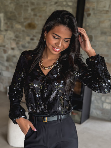 Body à sequins Maëlie - Noir