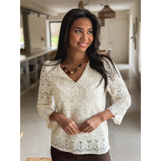 Blouse en dentelle Solia - Crème