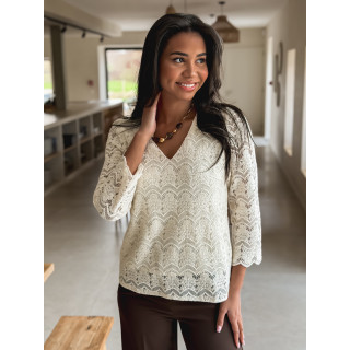 Blouse en dentelle Solia - Crème
