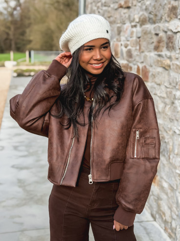 Bomber en suédine Kristina - Chocolat