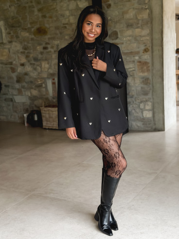 Bas collant à motifs floraux Naomi - Noir