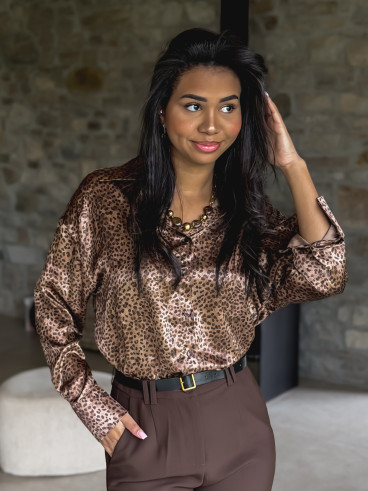 Chemise léopard Marisa - Beige foncé