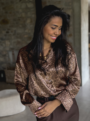 Chemise léopard Marisa - Beige foncé
