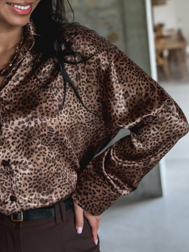 Chemise léopard Marisa - Beige foncé