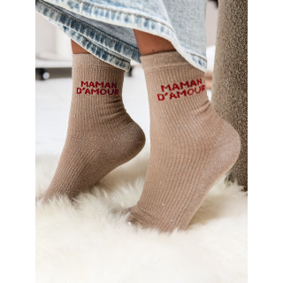 Chaussettes "Maman d'amour" - Beige