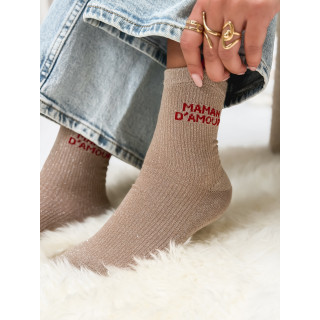 Chaussettes "Maman d'amour" - Beige