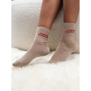 Chaussettes "Maman d'amour" - Beige