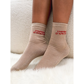 Chaussettes "Maman d'amour" - Beige