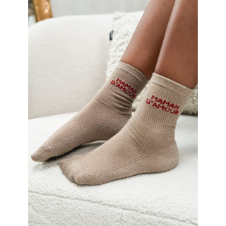 Chaussettes "Maman d'amour" - Beige