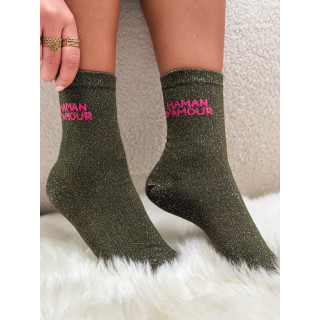 Chaussettes "Maman d'amour" - Kaki