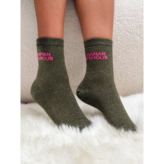 Chaussettes "Maman d'amour" - Kaki