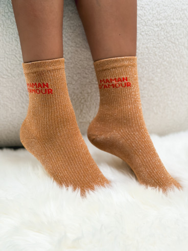 Chaussettes "Maman d'amour" - Moutarde