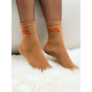 Chaussettes "Maman d'amour" - Moutarde