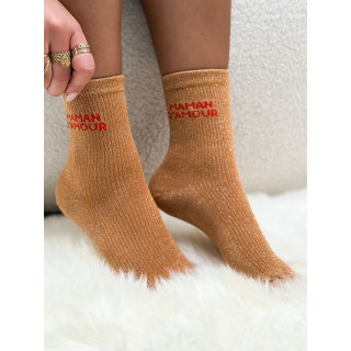 Chaussettes "Maman d'amour" - Moutarde