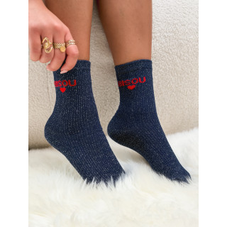 Chaussettes "Bisou" - Bleu marine