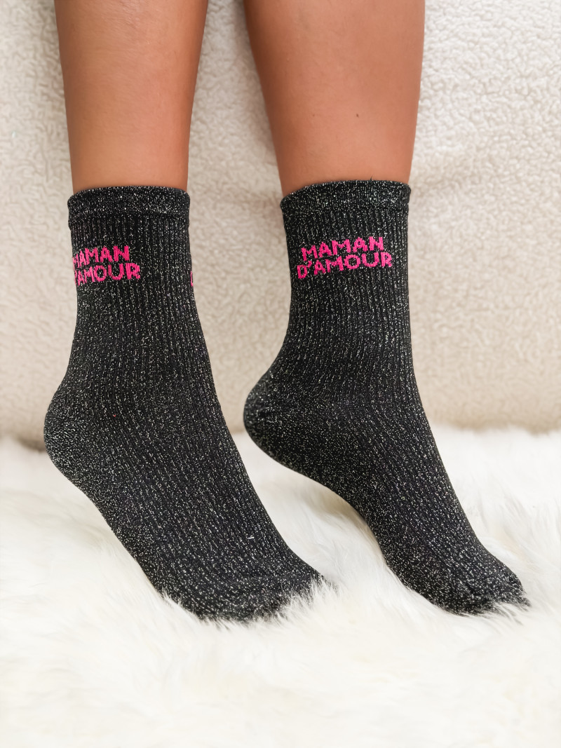 Chaussettes "Maman d'amour" - Noir