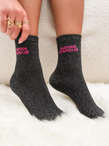 Chaussettes "Maman d'amour" - Noir