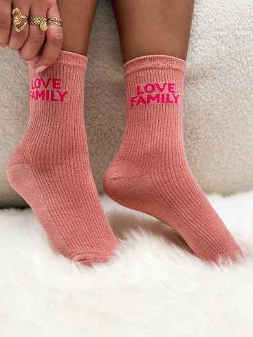 Chaussettes "Love Family" - Rose