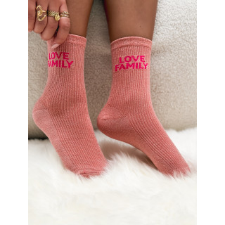 Chaussettes "Love Family" - Rose